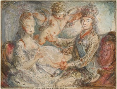 ルイ16世とマリー・アントワネットが愛で戴冠 作： Gabriel Jacques de Saint Aubin