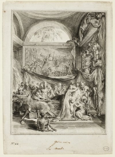 ゲルマニクスの死（『ロメーヌ歴史スペクタクル』より 作： Gabriel Jacques de Saint Aubin