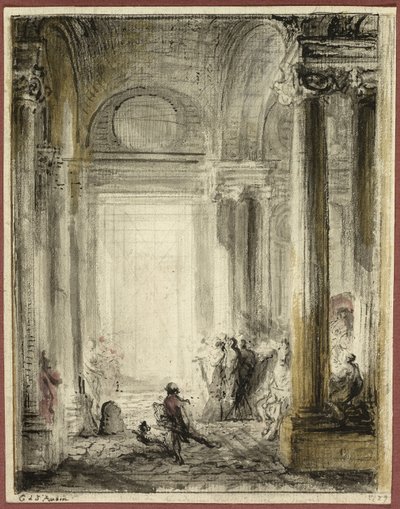 ルーブル美術館の建築アカデミーの入り口 作： Gabriel Jacques de Saint Aubin