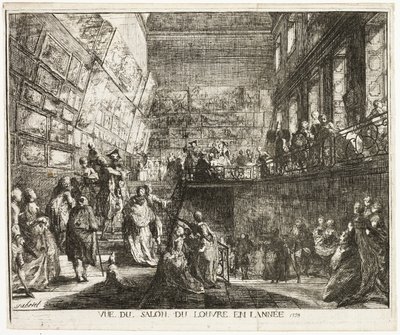 1753年のルーブル美術館のサロンの眺め 作： Gabriel Jacques de Saint Aubin