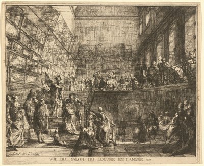 1753 年のサロン デュ ルーヴルの眺め 作： Gabriel Jacques de Saint Aubin