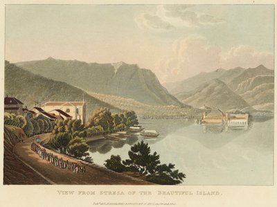 ストレーザから見た美しい島（マッジョーレ湖のイゾラ・ベッラ） 1820年以前（水彩・エッチング・アクアチント・織紙 作： Gabriel L. and Lory Mathias G.  Lory