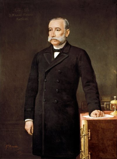 マヌエル・アロンソ・マルティネス (1827-1891)、スペインの弁護士、政治家、マドリードの自由連合党議員の肖像。   Gabriel Maureta (19 世紀) による絵画。 作： Gabriel Maureta Aracil