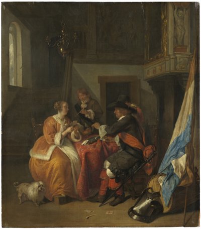 カードゲーム、1655年頃 作： Gabriel Metsu