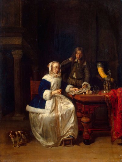 朝食」、c1660。 作： Gabriel Metsu