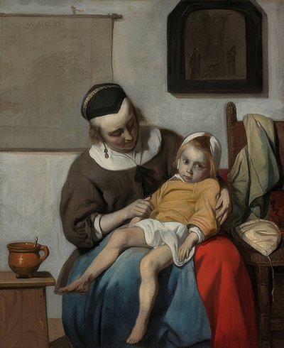 病気の子供。 1664-66年頃 作： Gabriel Metsu