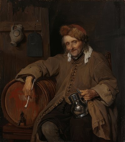 古い酒飲み。 1661-63年頃 作： Gabriel Metsu