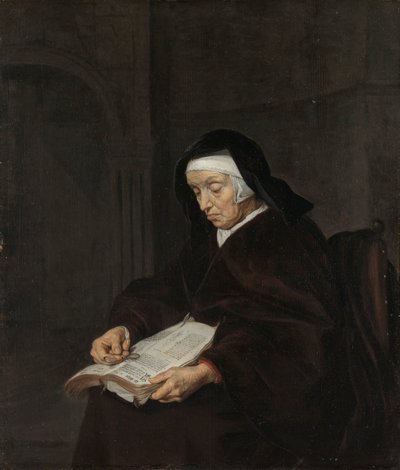 瞑想する老婆 作： Gabriel Metsu