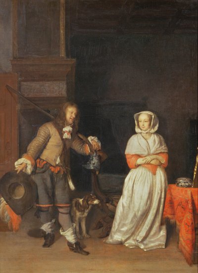 ハンツマンとレディ、1660-65 作： Gabriel Metsu
