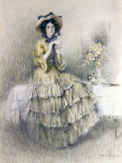 アフタヌーンティー（紙にカラーチョークで描いたもの） 作： Gabriel Nicolet