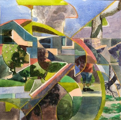 抽象的な隣人、2021年（紙に水彩画） 作： Gabriel Palma
