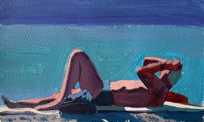 海辺の昼寝、2024年（アクリル、紙） 作： Gabriel Palma