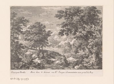 カラスに餌を与えられたエリヤ 聖書の風景のある風景 (シリーズ タイトル) 作： Gabriel Perelle