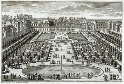 パリのパレ・ロワイヤル公園の眺め。17世紀末にペレルが描いたもの。 作： Gabriel Perelle