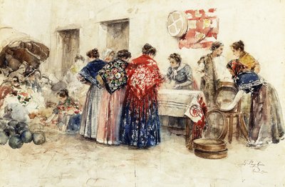 市場では、1900 作： Gabriel Puig Roda