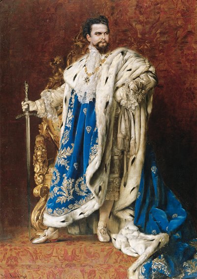 1887年、聖ジョージ騎士団のグランドマスターとしてのルートヴィヒ2世 作： Gabriel Schachinger