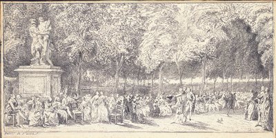 彫像の周りのチュイルリー庭園での会議、1760年 作： ガブリエル・ド・サン・トーバン