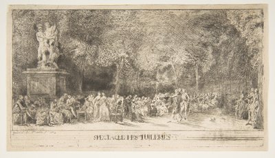 チュイルリーの情景：椅子、1760年。 作： ガブリエル・ド・サン・トーバン