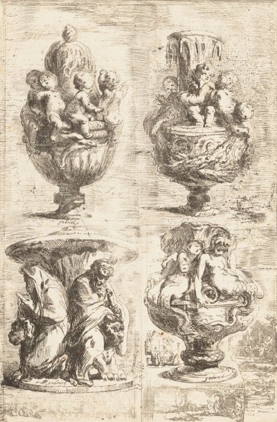 4 つの花瓶、1754 年。 作： ガブリエル・ド・サン・トーバン