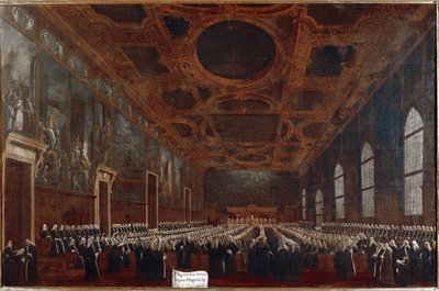 ヴェネツィア総督の大会議場での最初の謁見（油彩・キャンバス 作： Gabriele Bella