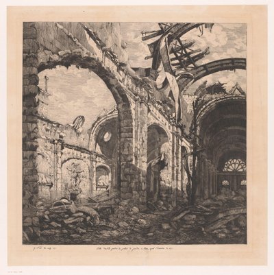 Ruïne van de Salle des Pas Perdus in Paris na de brand van 1871 1871 年の火災後のパリの最高裁判所の Salle des pas perdus (オブジェクトのタイトル) 作： Gabrielle Marie Niel