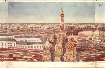 聖ワシリイ大聖堂を描いたモスクワのパノラマ、1819年（紙にトイレ）（170139〜170146を参照） 作： Gadolle