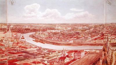 1819年にモスクワ川を描いたモスクワのパノラマ（紙にトイレ）（170139〜170146を参照） 作： Gadolle