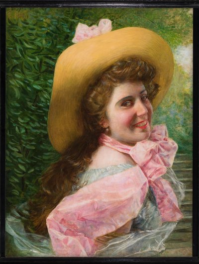 少女の顔（キャンバスに油彩） 作： Gaetano Bellei