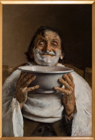 理髪店の男（キャンバスに油彩） 作： Gaetano Bellei