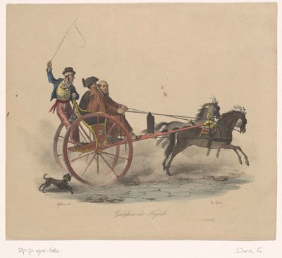 馬車に乗った3人の男 Galessino di Napoli (オブジェクトのタイトル) 作： Gaetano Dura