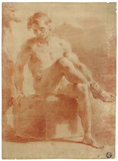 座っている男性のヌード 作： Gaetano Gandolfi