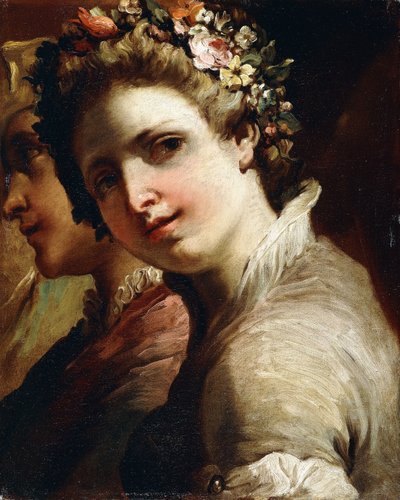 若い男性と女の子の頭の研究、 作： Gaetano Gandolfi