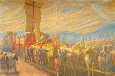 レニャーノの戦い：ドでの戦いの前の祈り 作： Gaetano Previati