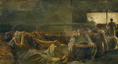 ガエタノ・プレヴィアーティ（1852-1920）の「アヘンを吸う人たち」。 作： Gaetano Previati
