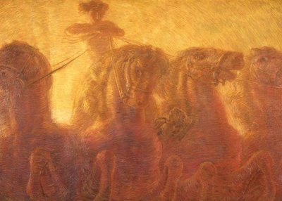 太陽の戦車または商業の勝利、1907年、 作： Gaetano Previati