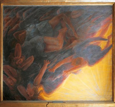 天使の堕落、三連祭壇画、1913年、 作： Gaetano Previati