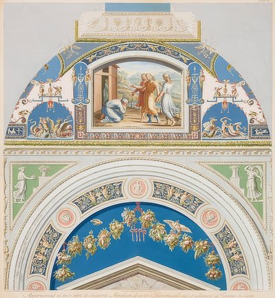 ベゼルとアーチ型のフィールド、アブラハムと3人の天使。 1774 作： Gaetano Savorelli