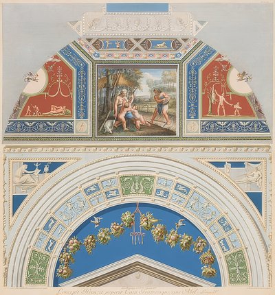 アダムとイブが働いているベゼルとアーチ型のフィールド。 1774 作： Gaetano Savorelli