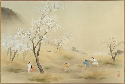 野遊び（野遊び）、1905年頃（紙にインクと色） 作： Gaho Hashimoto