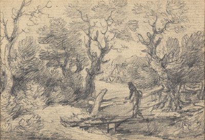 歩道橋に人影のある風景 作： Gainsborough Dupont