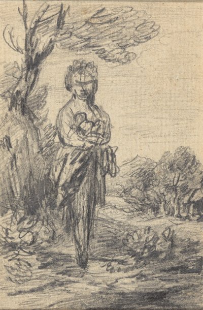 風景の中で立っている女性像 作： Gainsborough Dupont