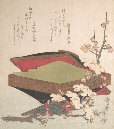 梅の花とケーキボックス、1819年。 作： Gakutei