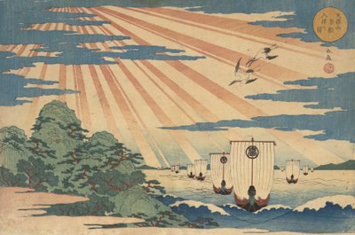 天保山 マンー線 ぬー新 の 図、 １８３８。 作： Gakutei