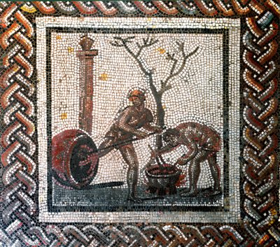 壺のポイスタリングシーン。(モザイク、2世紀末から3世紀初頭) 作： Gallo Roman