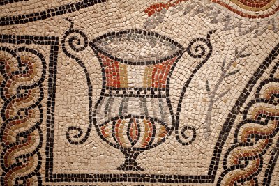 魚のモザイク画、詳細 作： Gallo-Roman Gallo-Roman