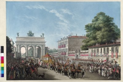 1825年5月10日、ミラノにおける皇帝フランツ1世の入城（アクアチント） 作： Gallo Gallina