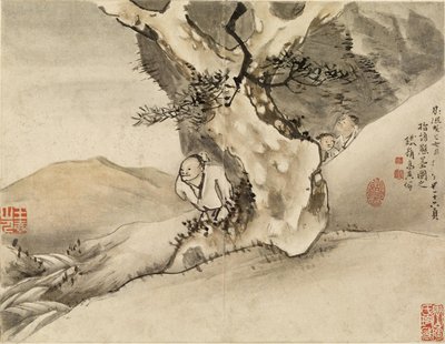 木のそばを歩く男 作： 高七平