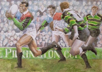 ラグビーの試合：ハーレクインズvノーサンプトン、1992（WC） 作： Gareth Lloyd Ball