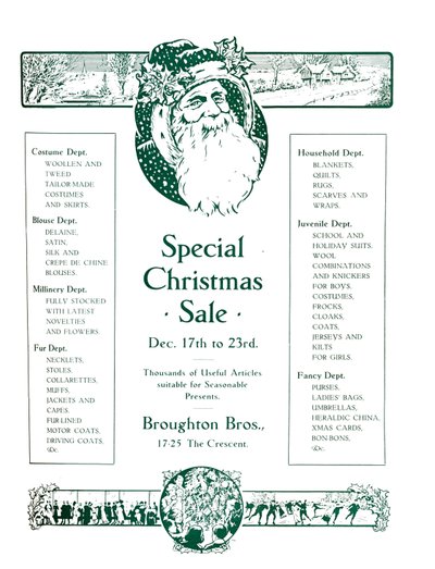 ブロートンブラザーズの広告-スペシャルクリスマスセール、1917 作： Garratt and Atkinson