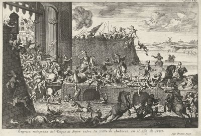 Franse Furie te Antwerpen、1583年より 1583年のアントワープの町でのアンジュー公の失敗した事業（オブジェクトのタイトル） 作： Gaspar Bouttats